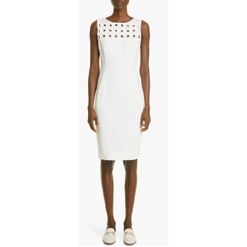 Akris Punto Circle Cutout Sleeveless Sheath Dress ināOff White Sizeā14